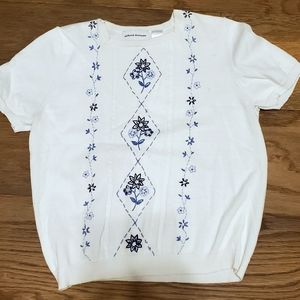 Vintage Alfred Dunner White Embellished Sweater- S